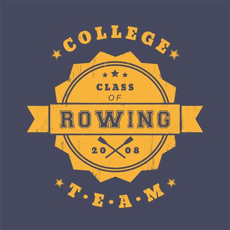 College Rowing team vintage logo, badge, print with crossed oars ...