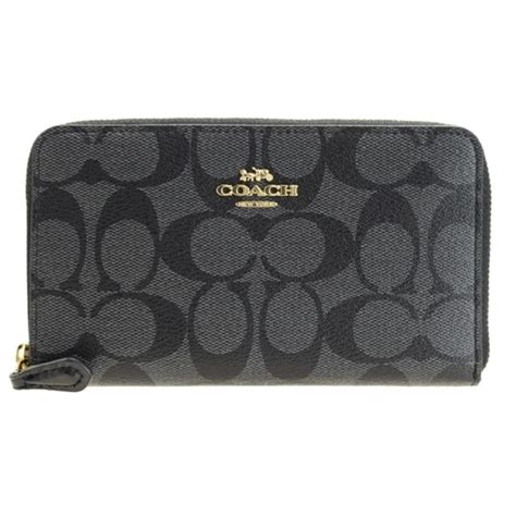 Coach Medium Zip Around Wallet in Signature Canvas (Black Smoke/Black) - Walmart.com