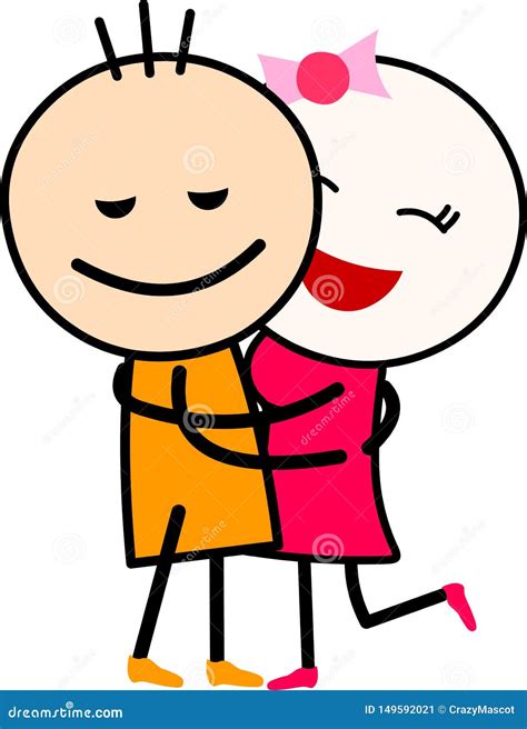 A Cute Cartoon Love Couple Hugging Each Other. | CartoonDealer.com ...