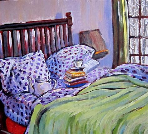 Bed And Books Painting by Tilly Strauss