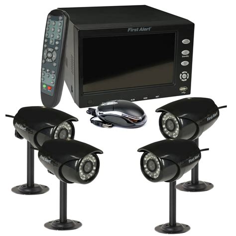 First Alert 4 Ch DVR Security System w/ 7" Monitor and 4 Surveillance Cameras - Walmart.com ...