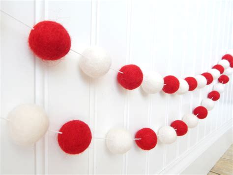 Red and White Garland Christmas Garland Xmas Garland Felt - Etsy