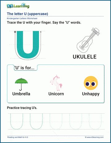 Letter Recognition & Phonics Worksheet - U (uppercase) - Super Simple F08