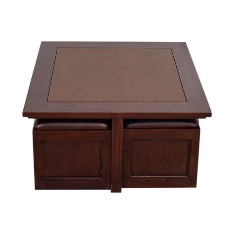 Macy's Cherry Wood Square Coffee Table with Seat Storage | 82% Off | Kaiyo