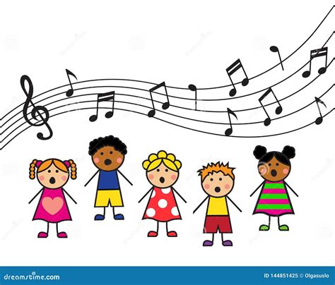 Cartoon children sing stock vector. Illustration of girls - 144851425