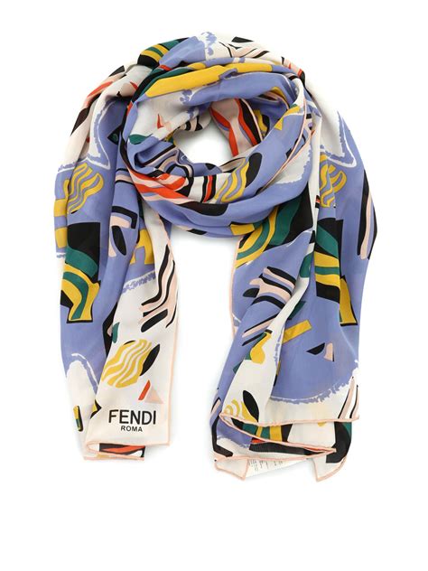 Fendi - Patterned print silk scarf - scarves - FXT0856YLF0HCV | iKRIX.com