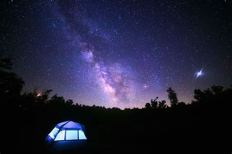 HD wallpaper: dome tent with galaxy with stars, night, camp, purple, forest | Wallpaper Flare