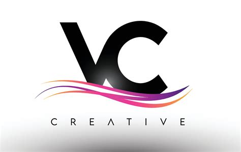 VC Logo Letter Design Icon. VC Letters with Colorful Creative Swoosh ...