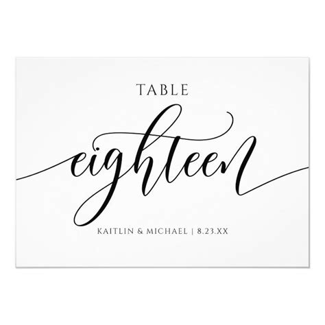 Modern Wedding Table Numbers Calligraphy - 18 | Zazzle | Wedding modern, Number calligraphy ...