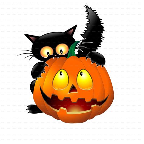 Funny Halloween Cartoon Cat, Mouse and Pumpkin | Halloween cartoons ...