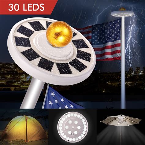 30 LED Solar Flag lights Flagpole Pole Lights Solar Powered Super ...