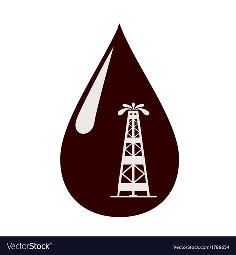 Silhouette of the rig in a drop of oil Royalty Free Vector