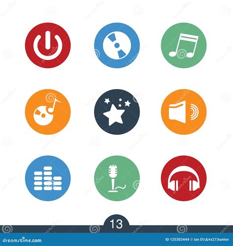 Set of Modern Music and Entertainment Icons Stock Vector - Illustration of colorful, symbol ...