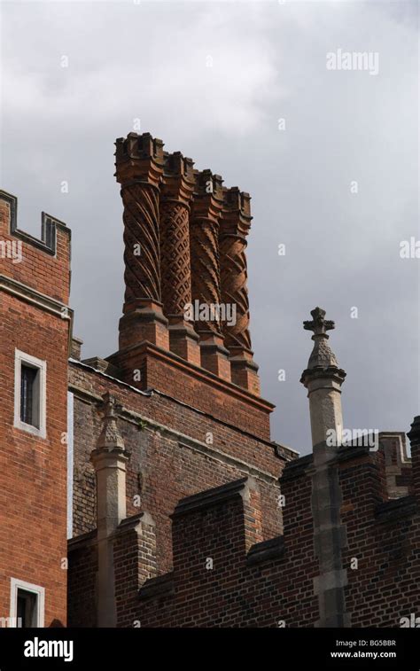 Tudor chimneys on Hampton Court Palace Middlesex UK Stock Photo - Alamy