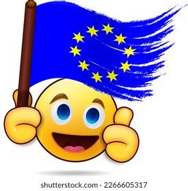 Emoji Holding Eu Flag Emoticon Waving: Stockillustration 760957258 | Shutterstock