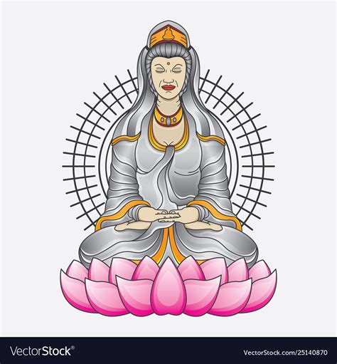 Kwan yin goddess tattoo Royalty Free Vector Image