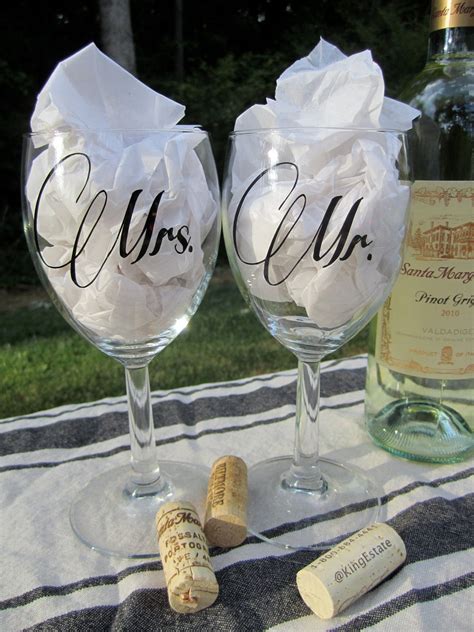 Mr./ Mrs. Wedding Wine Glasses. Personalized Wine Glasses.