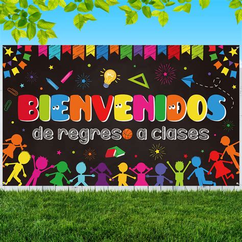 Buy Bienvenidos Sign Spanish Welcome Back to School Banner, Large Fabric First Day of School ...