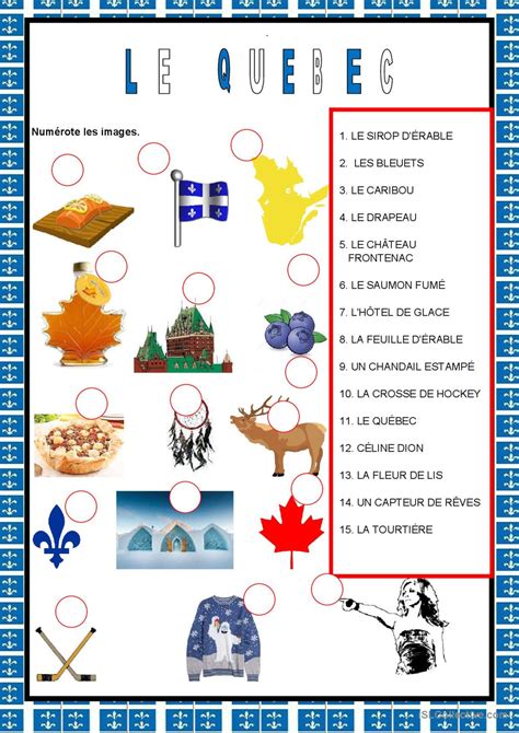 Pays francophones - Le Québec dictio…: Français FLE fiches pedagogiques pdf & doc