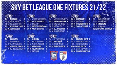 Town's 2021/22 fixtures released : r/IpswichTownFC