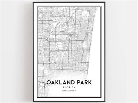 Oakland Park Map Print Oakland Park Map Poster Wall Art Fl - Etsy