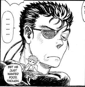 Why does guts look so silly with an eyepatch? Was he going through a ...