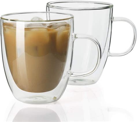 Amazon.com: Sweese Double Wall Glass Coffee Mugs - 12.5 oz Insulated ...