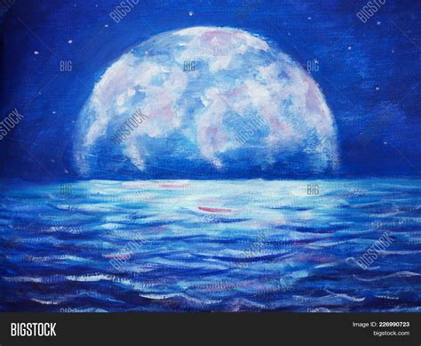 Blue Night Sky Sea Oil Image & Photo (Free Trial) | Bigstock