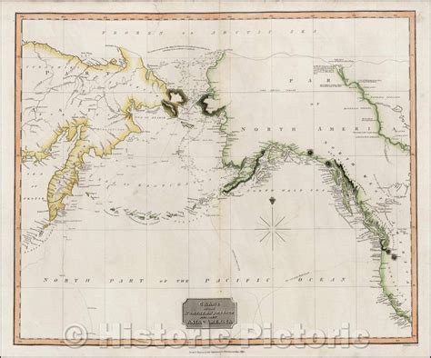 Historic Map - Chart of the Northern Passage Between Asia & America, 1816, John Thomson v2 ...