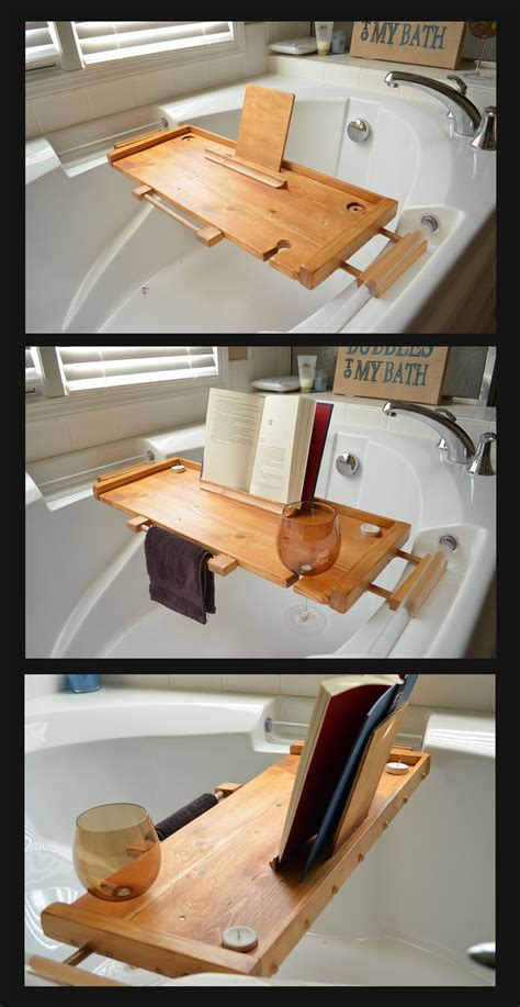 Diy book holder, Bathtub caddy diy, Bathtub caddy