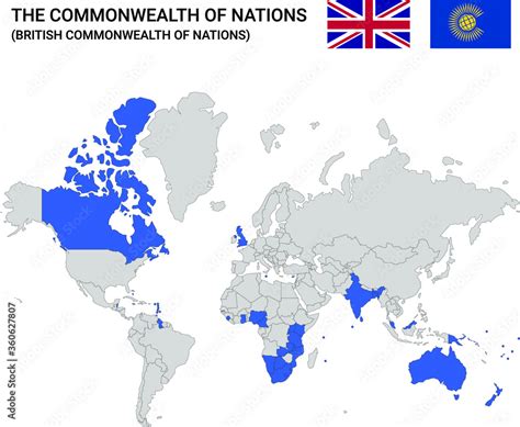 Map of the British commonwealth of nations countries Stock Vector ...