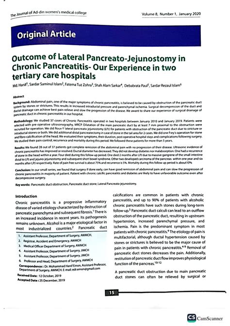 (PDF) Outcome of Lateral Pancreato-jejunostomy in chronic pancreatitis- Experience in, two ...