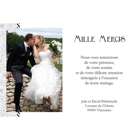 Carte de remerciement mariage Wedding mr et mme | Echantillon offert