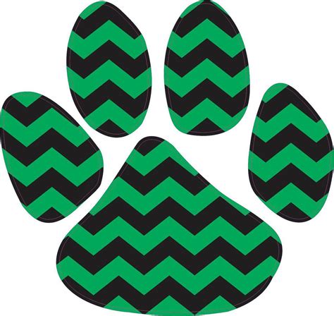 5in x 4.5in Green and Black Chevron Paw Print Animal Bumper Sticker ...