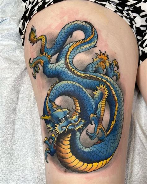 Blue Dragon Leg Tattoo by Damon Conklin: TattooNOW