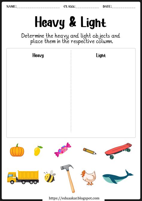 Numbers Preschool, Free Preschool, Preschool Worksheets, Light Activities, Heavy And Light, Free ...