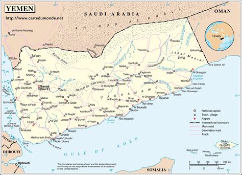 Duży mapa Jemen na mapie świata