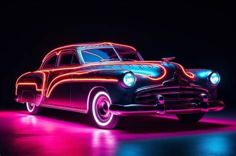 Premium AI Image | A car with a neon lights on the