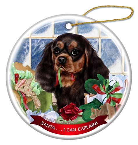 Cavalier King Charles Black/Tan Porcelain Ornament Santa. I Can Explain ...