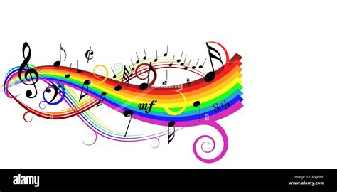 Music theme - notes on white background with rainbow Stock Vector Image ...