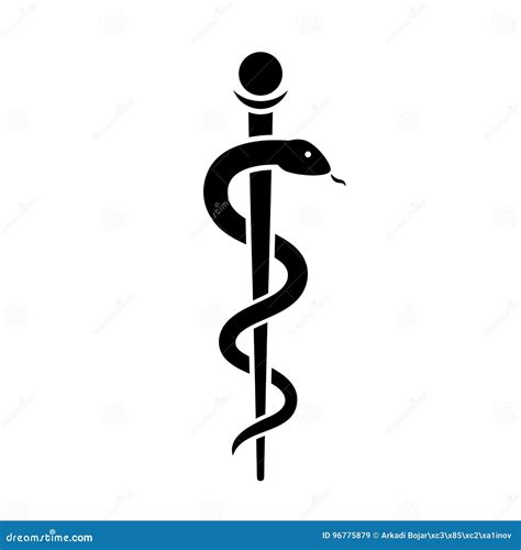 Snake with Stick Ancient Medical Symbol Stock Vector - Illustration of ...