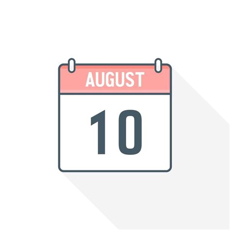 10th August calendar icon. August 10 calendar Date Month icon vector ...