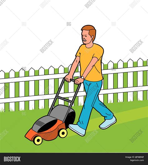 Man Cutting Grass Vector & Photo (Free Trial) | Bigstock