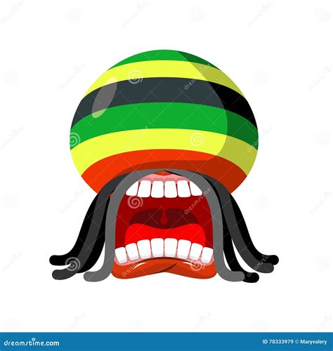 Rastaman Screams. Rasta Cry. Open Your Mouth and Teeth. Loud Scream. Rastafarian Hat and ...