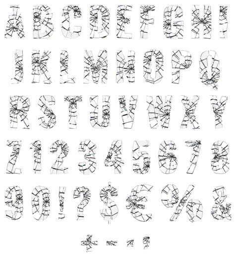 Shattered Glass Typeface Typography Alphabet, Hand Lettering Fonts ...