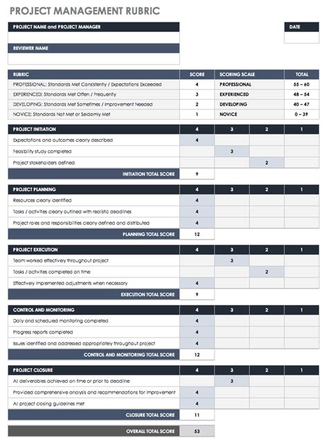 Rubric Excel Template