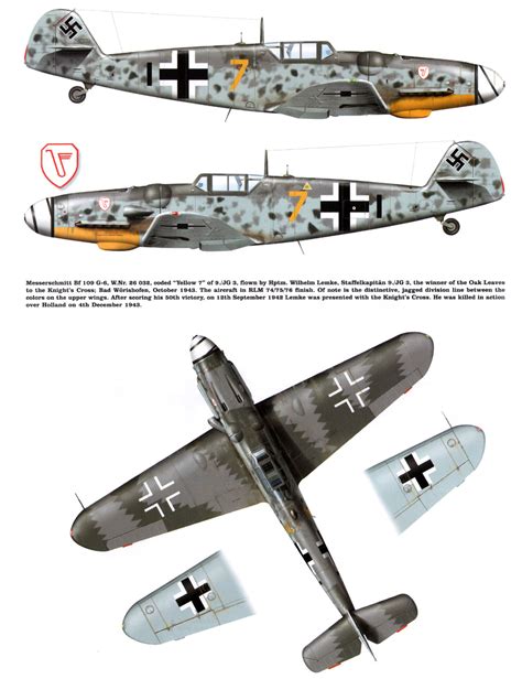 Messerschmitt Bf 109G6 9.JG3 (Y7+I) Wilhelm Lemke WNr 26032 Bad ...