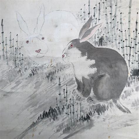 Japanese Rabbits Hand Painted Scroll | Japanese antiques, Asian art ...