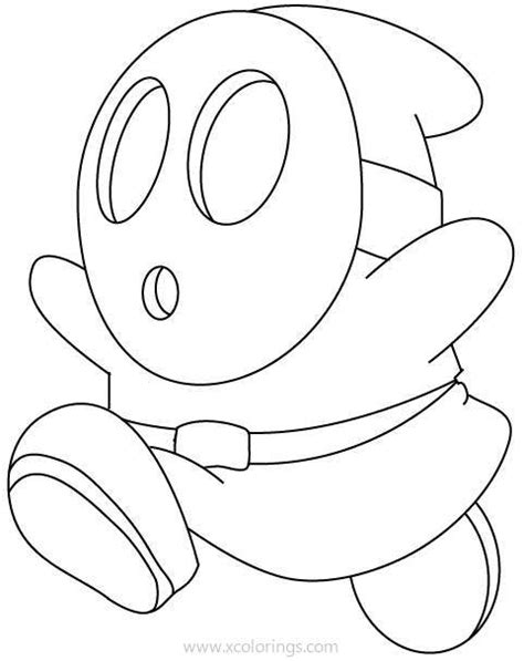 Paper Mario Coloring Pages Cute Shy Guy - XColorings.com