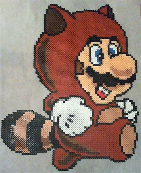 Custom Tanooki suit Mario, made from perler beads Tanooki Mario ...